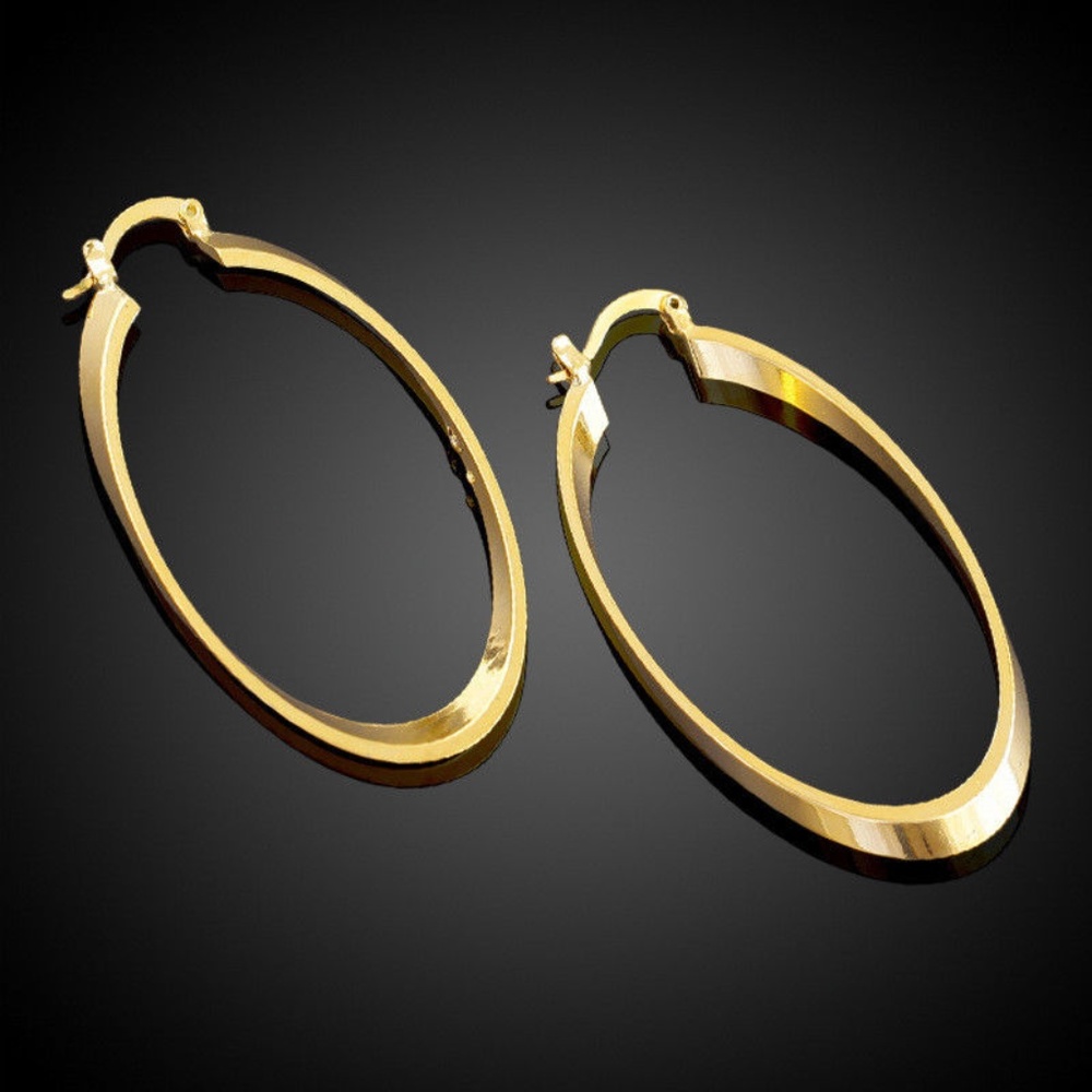 18k Yellow Gold Filled Hoop Dangle